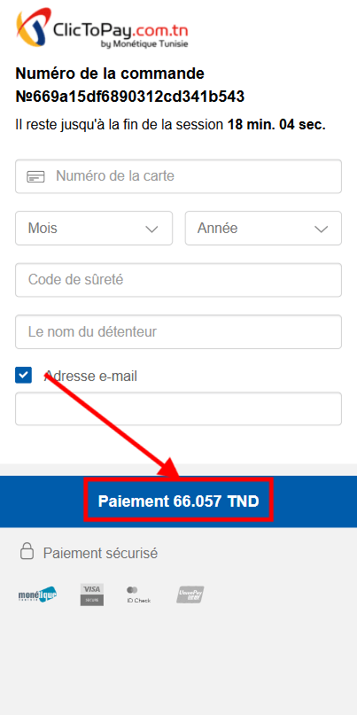 ClickToPay étape de finalisation