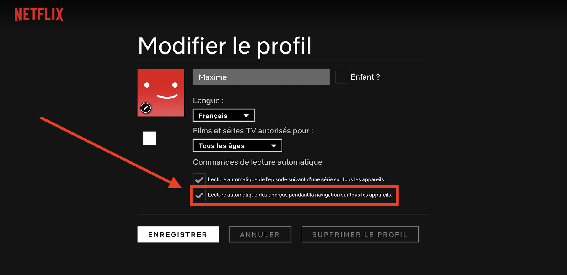 lecture automatique bandes-annonces netflix